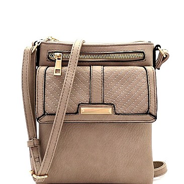 Classic Chevron Quilted Multi-Pocket Cross Body Messenger MH-LW2137