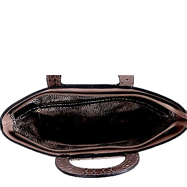 2 WAY OSTRICH DETAIL SATCHEL WALLET SET