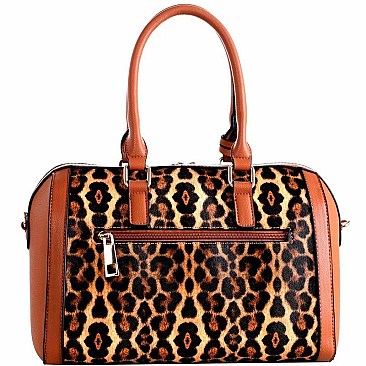 2 IN 1 LEOPARD PRINT BOSTON SATCHEL