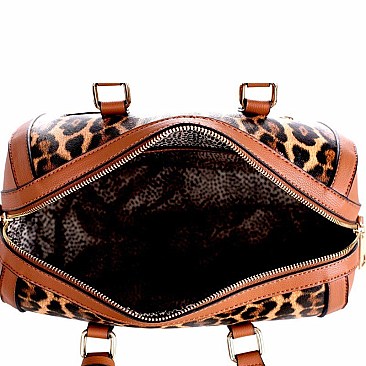 2 IN 1 LEOPARD PRINT BOSTON SATCHEL