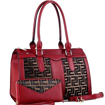 STRUCTURED 2 WAY MONOGRAM TOTE WALLET SET