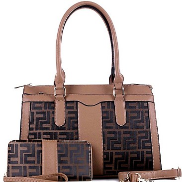 STRUCTURED 2 WAY MONOGRAM TOTE WALLET SET
