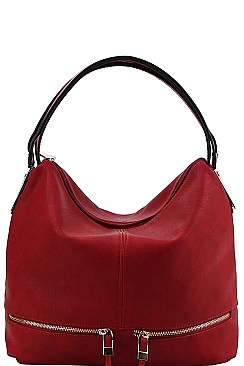 DOUBLE ZIPPER ACCENT HOBO BAG