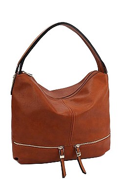 DOUBLE ZIPPER ACCENT HOBO BAG