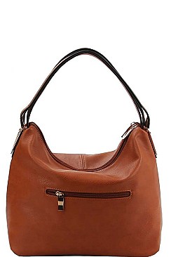 DOUBLE ZIPPER ACCENT HOBO BAG