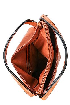 DOUBLE ZIPPER ACCENT HOBO BAG