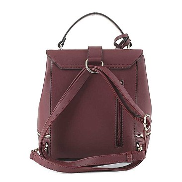 2IN1 SMOOTH BUCKLE DESIGN 3 WAY CROSSBODY HANDLE BACKPACK WITH MATCHING CLUTCH SET