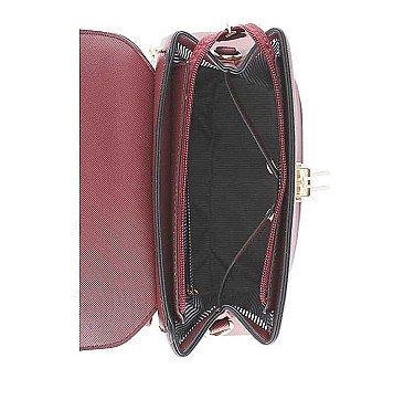 2IN1 SMOOTH BUCKLE DESIGN 3 WAY CROSSBODY HANDLE BACKPACK WITH MATCHING CLUTCH SET