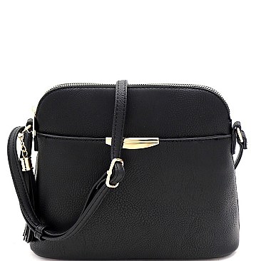 Multi-Pocket Hardware Accent Dome-Shaped Cross Body