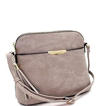 Multi-Pocket Hardware Accent Dome-Shaped Cross Body