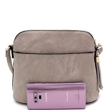Multi-Pocket Hardware Accent Dome-Shaped Cross Body