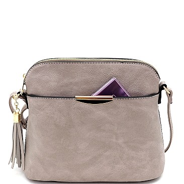 Dome Shaped Two-Tone Multi-Pocket Cross Body