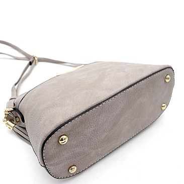 Multi-Pocket Hardware Accent Dome-Shaped Cross Body