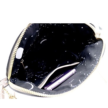 Dome Shaped Two-Tone Multi-Pocket Cross Body
