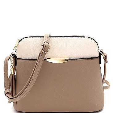 Dome Shaped Two-Tone Multi-Pocket Cross Body