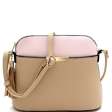 Dome Shaped Two-Tone Multi-Pocket Cross Body