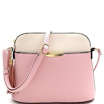 Dome Shaped Two-Tone Multi-Pocket Cross Body