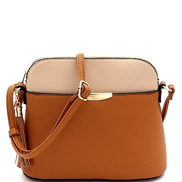 Dome Shaped Two-Tone Multi-Pocket Cross Body