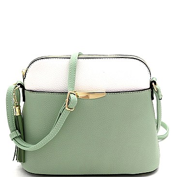 Dome Shaped Two-Tone Multi-Pocket Cross Body