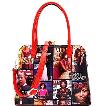 JEWEL-TOP FRAME MAGAZINE PRINT SATCHEL