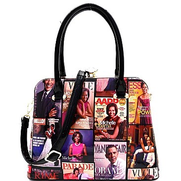 JEWEL-TOP FRAME MAGAZINE PRINT SATCHEL