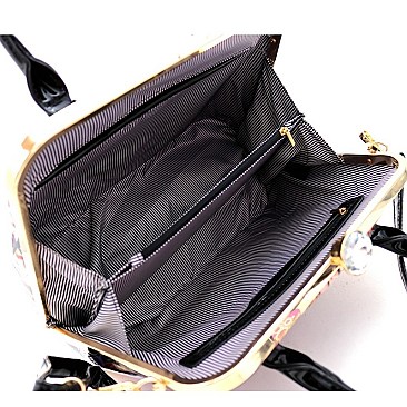 JEWEL-TOP FRAME MAGAZINE PRINT SATCHEL