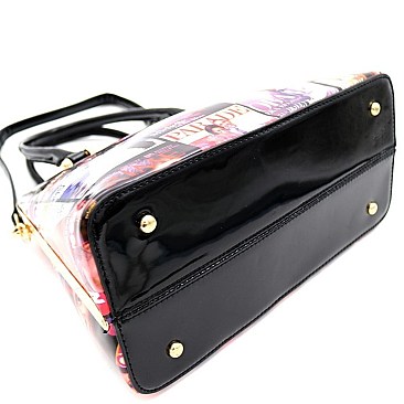 JEWEL-TOP FRAME MAGAZINE PRINT SATCHEL
