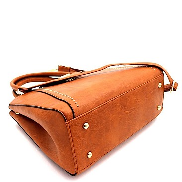 3 IN 1 FLIP LOCK STUDDED SATCHEL SET