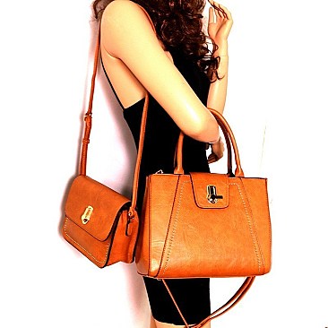 3 IN 1 FLIP LOCK STUDDED SATCHEL SET