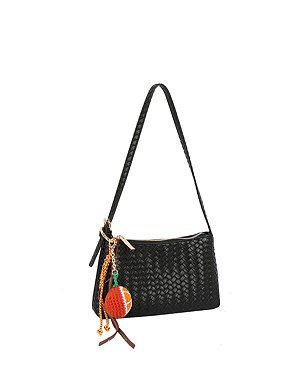 Orange Charm Woven Shoulder Bag