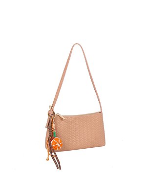 Orange Charm Woven Shoulder Bag