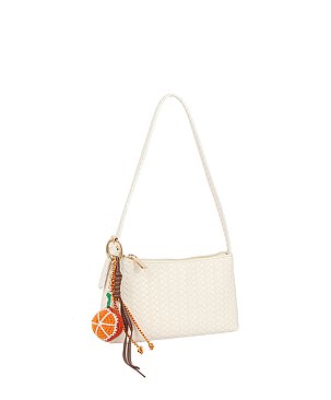 Orange Charm Woven Shoulder Bag