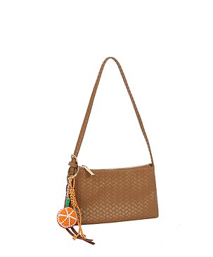 Orange Charm Woven Shoulder Bag