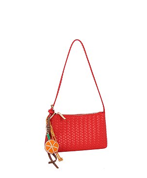Orange Charm Woven Shoulder Bag