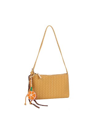 Orange Charm Woven Shoulder Bag