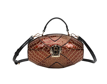 Crocodile Print Egg-Shaped Crossbody Satchel Bag
