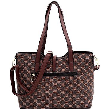 2-Way Turn-Lock Accent Monogram Tote Wallet SET