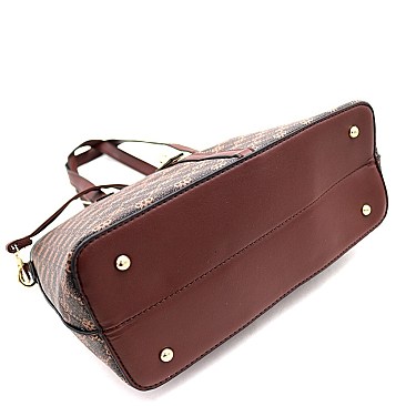 2-Way Turn-Lock Accent Monogram Tote Wallet SET
