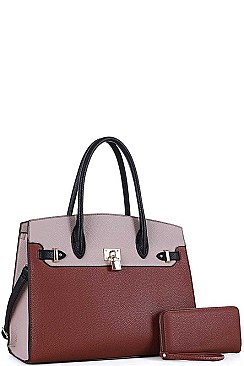 2 in 1 Two Tone Satchel with Wallet