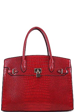 2 IN 1 CROCO PATTERN SATCHEL WITH WALLET