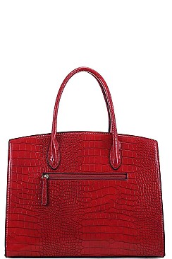 2 IN 1 CROCO PATTERN SATCHEL WITH WALLET