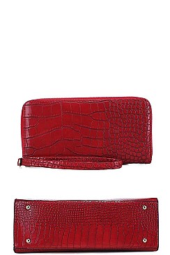 2 IN 1 CROCO PATTERN SATCHEL WITH WALLET
