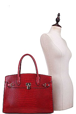 2 IN 1 CROCO PATTERN SATCHEL WITH WALLET