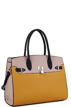 2 in 1 Two Tone Satchel with Wallet