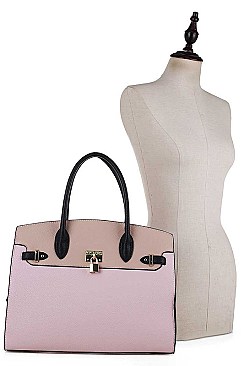 2 in 1 Two Tone Satchel with Wallet