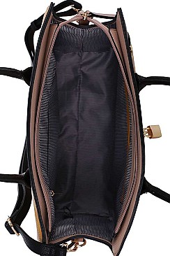 2 in 1 Two Tone Satchel with Wallet