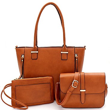 3 in 1 Zipper Accent Tote Cross Body Value SET