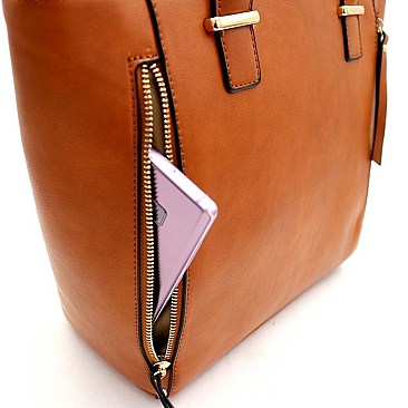 3 in 1 Zipper Accent Tote Cross Body Value SET