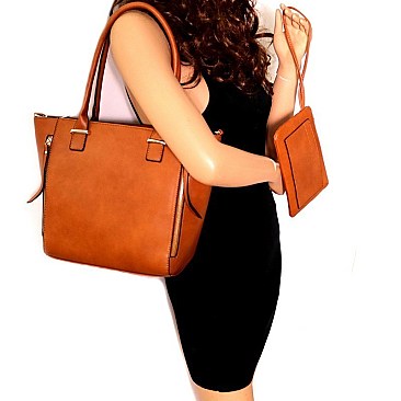 3 in 1 Zipper Accent Tote Cross Body Value SET
