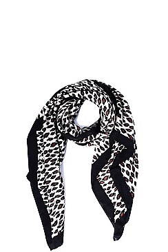 Edge Striped Leopard Blanket Scarf